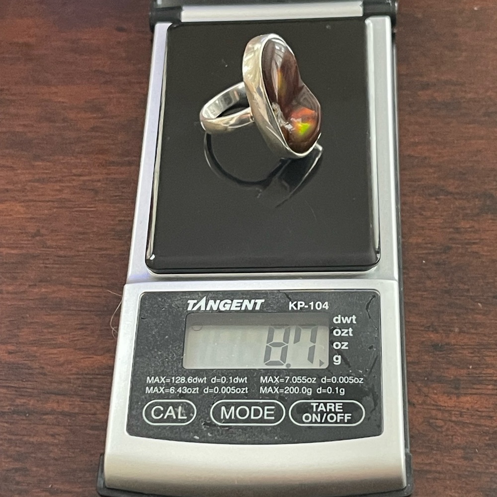 Huge Fire Agate Solid Sterling Silver Size 6.5 Ri… - image 6